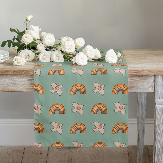 Chemin De Table Long Coureur Pastel Rétro Vibes de Table Terrienne Groo