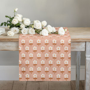 Chemin De Table Long Coureur Rétro Boho Brun Vert Floral Vibes