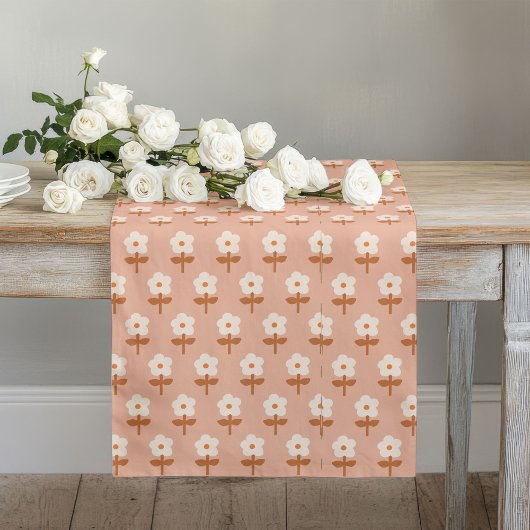 Chemin De Table Long Coureur Rétro Boho Brun Vert Floral Vibes