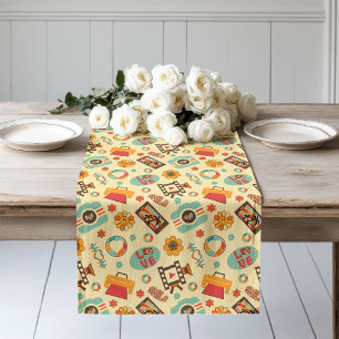 Chemin De Table Long Coureur Rétro Coloré Groovy Pastel Joie de la Sall