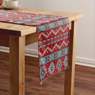 Chemin De Table Long Coureurs de table Turquoise et Rouge de Mesas Sud-