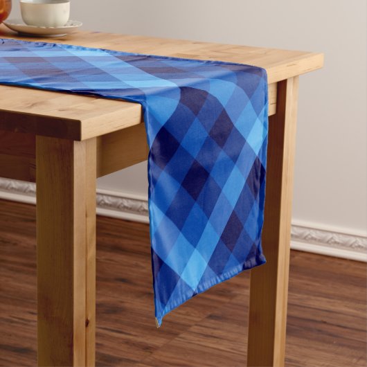 Chemin De Table Long Cute Rétro Océan Bleu Plaid Grande Table Runer (In Situ)