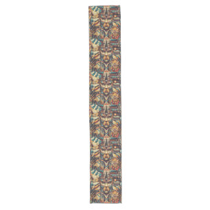 Chemin De Table Long Cyan Traditionnel "Motif Mésoaméricain" Table Élég