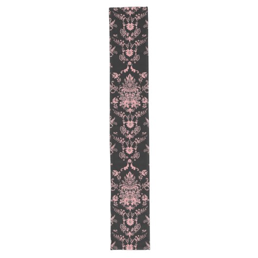 Chemin De Table Long Damas rose et noir (Devant)