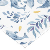 Chemin De Table Long Dauphins et vagues bleus (Coin)
