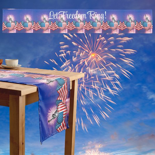 Chemin De Table Long Défilé du 4 juillet "Que la liberté sonne"