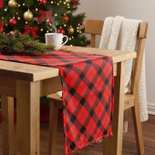 Chemin De Table Long Diagonal rouge noir et vert Noël Plaid