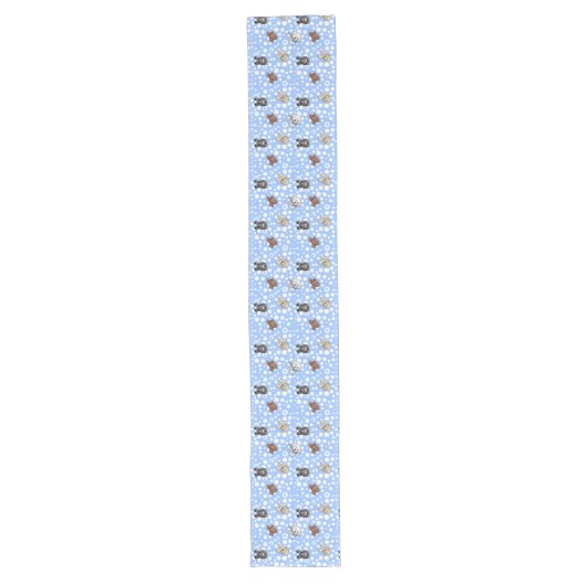 Chemin De Table Long Doodle Chiens Blue Table Runner (Devant)