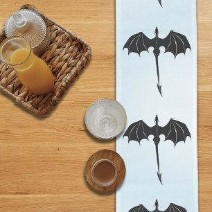 Chemin De Table Long Dragon Tribal de Vol Noir Fantastique Ciel Bleu