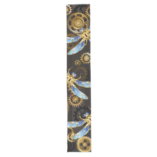 Chemin De Table Long Dragonflies de Steampunk sur arrière - plan rayé b (Devant)