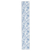 Chemin De Table Long Elegant Blue French Toile Roses Floral Table Runne (Devant)