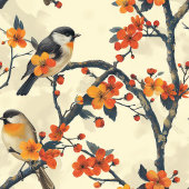 Chemin De Table Long Elégant coureur d'automne avec oiseaux Fleurs Whim