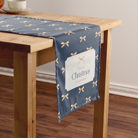 Chemin De Table Long Élégant coureur de table de Noël Gold Bow (In Situ)