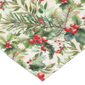 Chemin De Table Long Élégant feuillage de Noël rouge et vert (Coin)