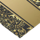 Chemin De Table Long Elégant Or Et Noir Floral Dentelle & Stripes (Coin)
