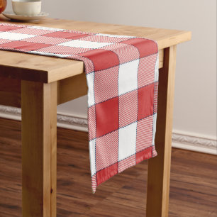 Chemin De Table Long Élégant Pique-nique Campagne À damiers Rouge Blanc