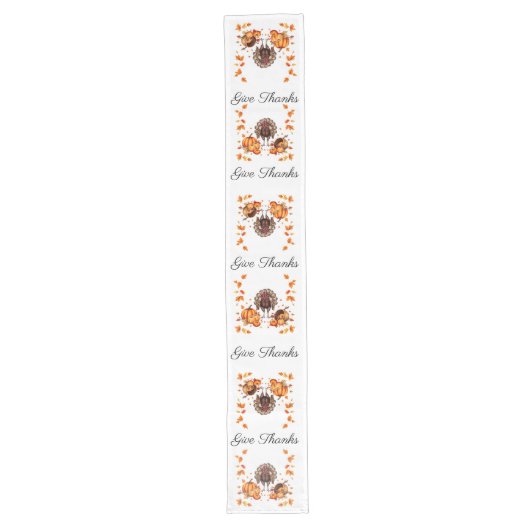 Chemin De Table Long Elegant Thanksgiving "Give Thanks" Table Runner (Devant)