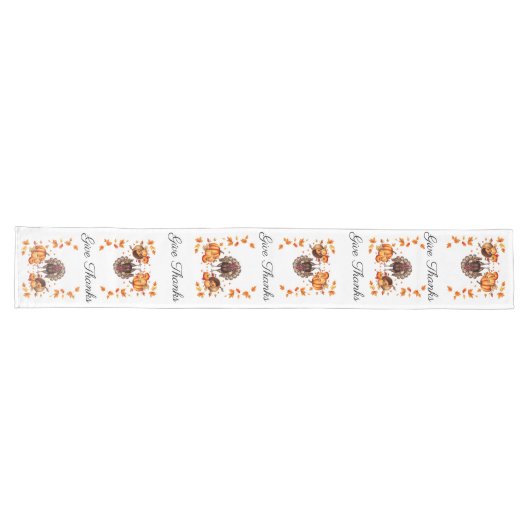 Chemin De Table Long Elegant Thanksgiving "Give Thanks" Table Runner (Horizontal)