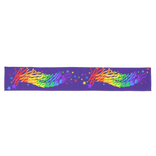 Chemin De Table Long Etoiles arc-en-ciel et Streamers (Horizontal)