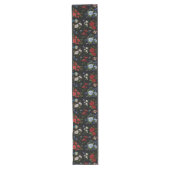 Chemin De Table Long Faux Fleurs Brodées Rouge & Bleu (Devant)
