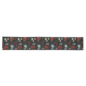 Chemin De Table Long Faux Fleurs Brodées Rouge & Bleu (Horizontal)