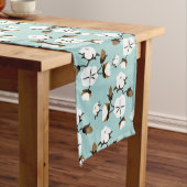 Chemin De Table Long Ferme Fleurs de coton rustique et Turquoise (In Situ)