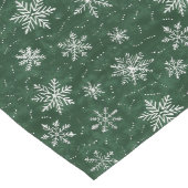 Chemin De Table Long Festif des flocons de neige blancs sur vert (Coin)