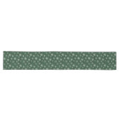 Chemin De Table Long Festif des flocons de neige blancs sur vert (Horizontal)