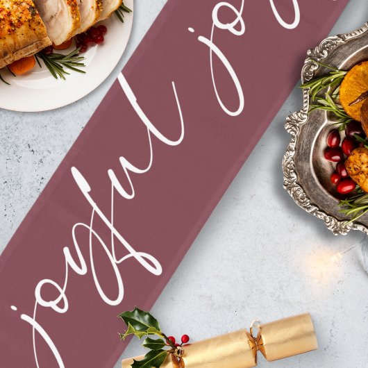 Chemin De Table Long Festif Joyful White Calligraphie Bourgogne