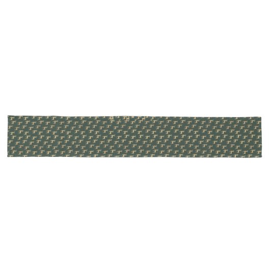 Chemin De Table Long Festive Green and Gold Reindeer Table Runner (Horizontal)