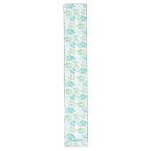 Chemin De Table Long Feuilles bleu vert (Devant)
