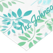 Chemin De Table Long Feuilles bleu vert (Coin)