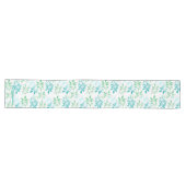 Chemin De Table Long Feuilles bleu vert (Horizontal)