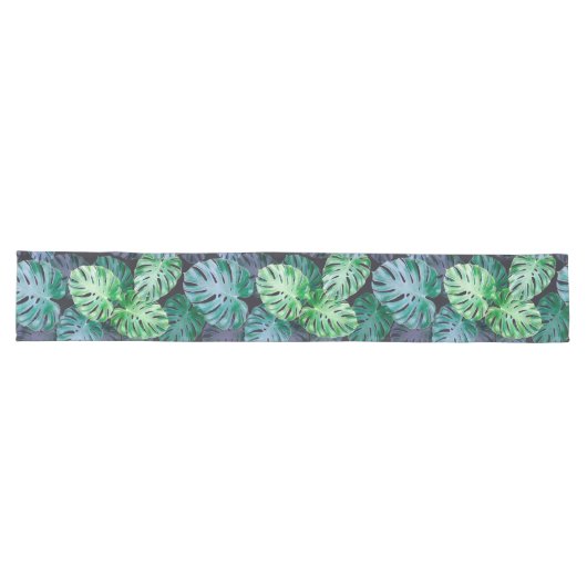 Chemin De Table Long Feuilles de Monstera Tropical (Horizontal)