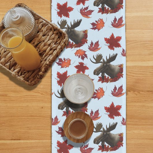 Chemin De Table Long Feuilles d'érable rouge d'orignal