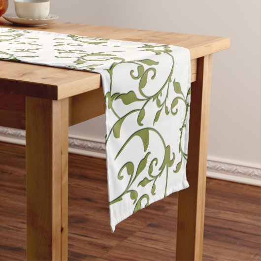 Chemin De Table Long Feuilles qui défilent en olive (In Situ)
