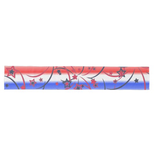 Chemin De Table Long Feux d'artifice sur Bleu Blanc Rouge (Horizontal)