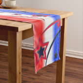 Chemin De Table Long Feux d'artifice sur Bleu Blanc Rouge (In Situ)