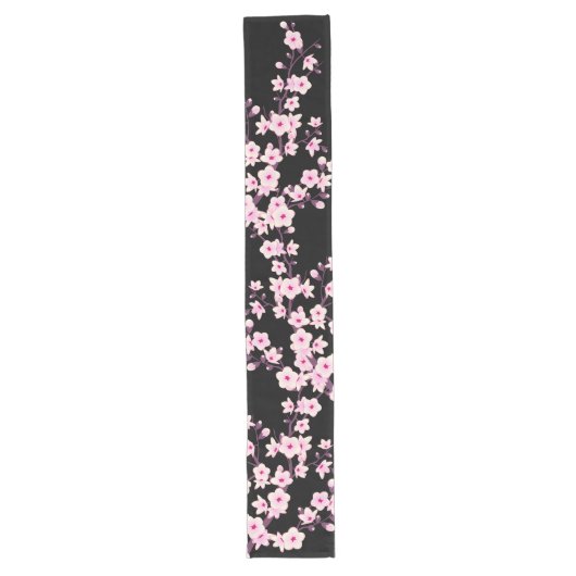 Chemin De Table Long Fleur de cerisier rose noir (Devant)