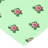 Chemin De Table Long Fleur rose rose Motif sans couture sur vert clair (Coin)
