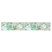Chemin De Table Long fleuri vert et blanc (Horizontal)