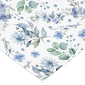 Chemin De Table Long Fleurs bleues (Coin)