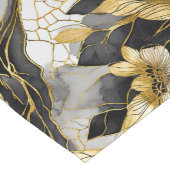 Chemin De Table Long Fleurs de marbre doré et noir luxueux (Coin)