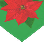 Chemin De Table Long Fleurs de poinsettia rouges de Noël sur fond vert (Coin)