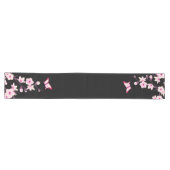 Chemin De Table Long Fleurs florales de cerisiers Papillons rose Noir (Horizontal)