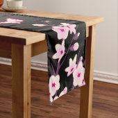 Chemin De Table Long Fleurs florales de cerisiers Papillons rose Noir (In Situ)