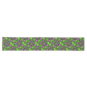 Chemin De Table Long Fleurs fractales Abstraites de néon rose vert (Horizontal)