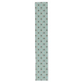 Chemin De Table Long Fleurs ou yeux - turquoise et marron (Devant)