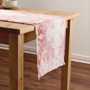 Chemin De Table Long Fleurs roses dentelles
