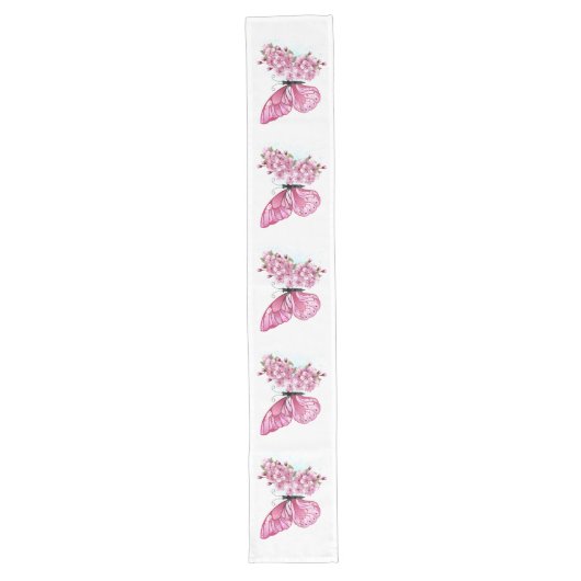 Chemin De Table Long Flower Butterfly with Pink Sakura (Devant)
